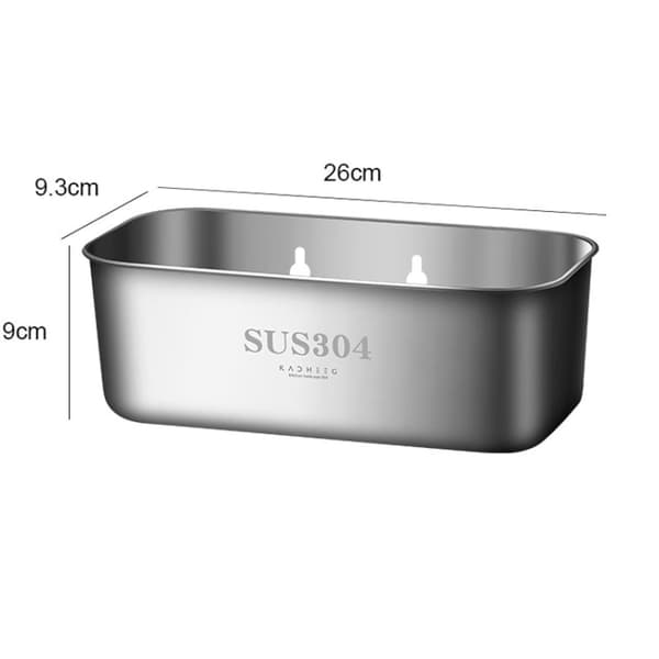 Afløbsbakke i rustfrit stål til vask - 26 x 9 cm