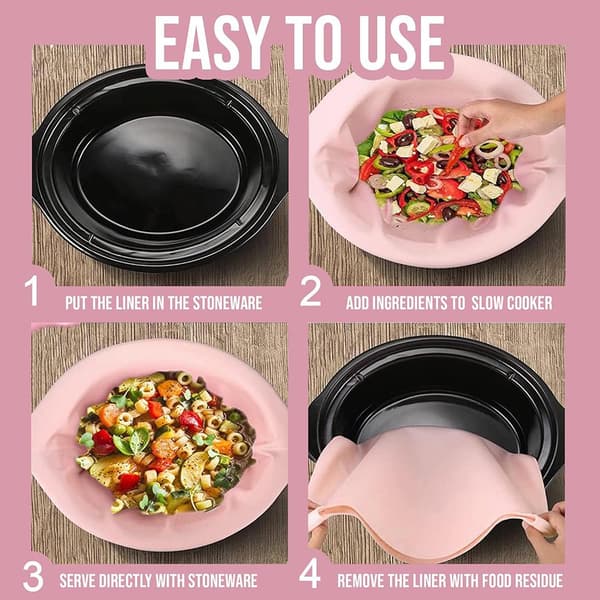 Gjenbrukbar silikonforing til slow cooker for 6-8 QT crockpotter