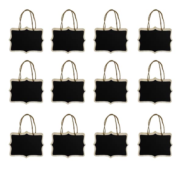 Små skrivtavlor i 12-pack med hängsnöre