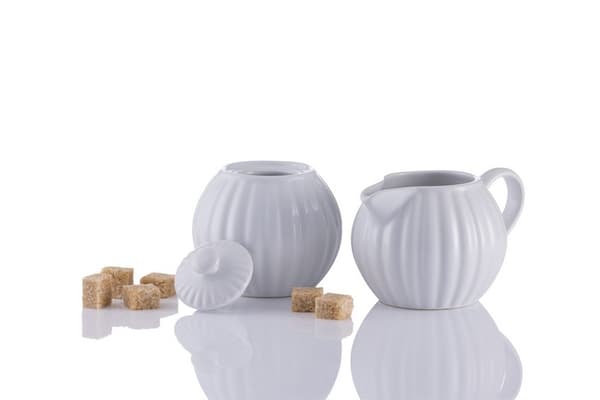 PK-Luxe vit sockerskål + mjölkkanna set