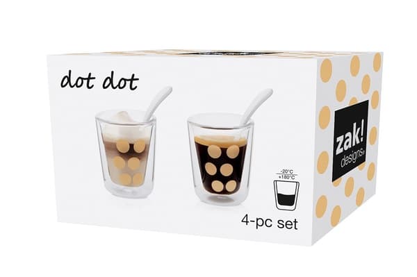 Zak!-Sæt med 2 glas 75ml med skeer, guld