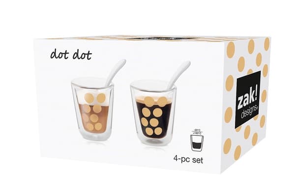 Zak!-Setti 2 lasia 200ml ja lusikat, kultaa