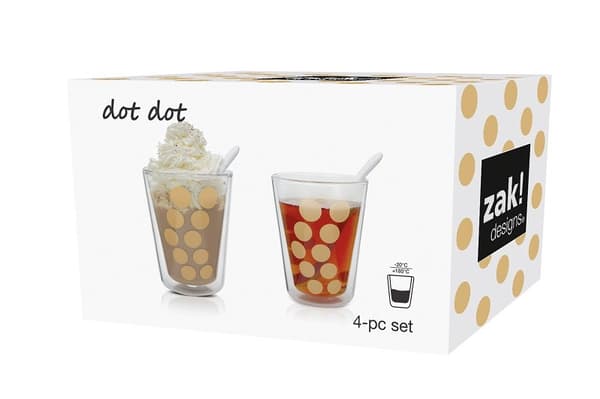 Zak!-Setti 2 lasia 350ml ja lusikat, kultaa