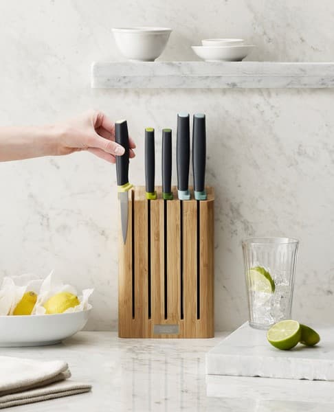 JJ-Sæt af bambusblok med 5 Elevate multi-hjul knive