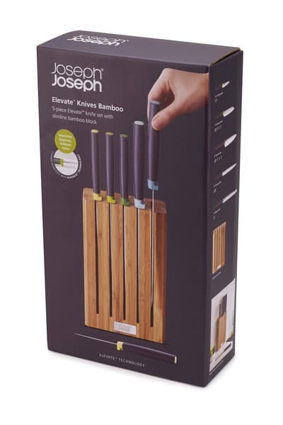 JJ-Sæt af bambusblok med 5 Elevate multi-hjul knive