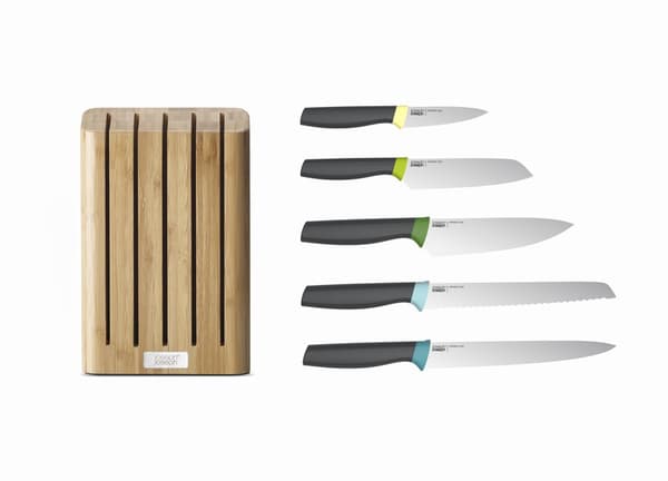 JJ-Sæt af bambusblok med 5 Elevate multi-hjul knive