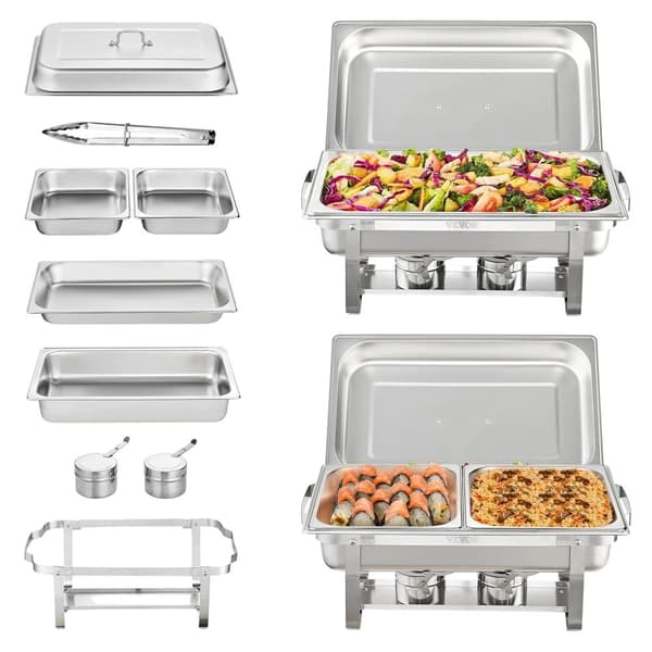 Chafing Dish, 8 Qt Kapacitet, Fødevaregodkendt Rustfrit Stål,2 pakker