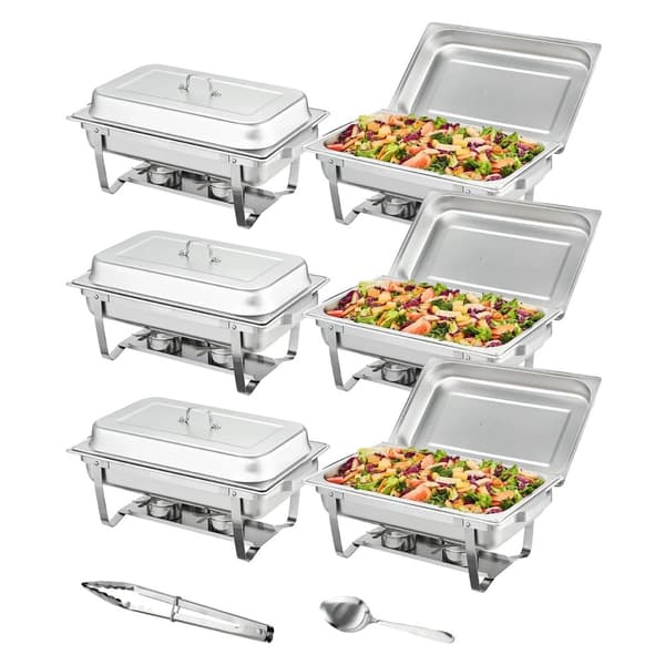 Chafing Dish, 8 Qt Kapacitet, Fødevaregodkendt Rustfrit Stål,6 pakker