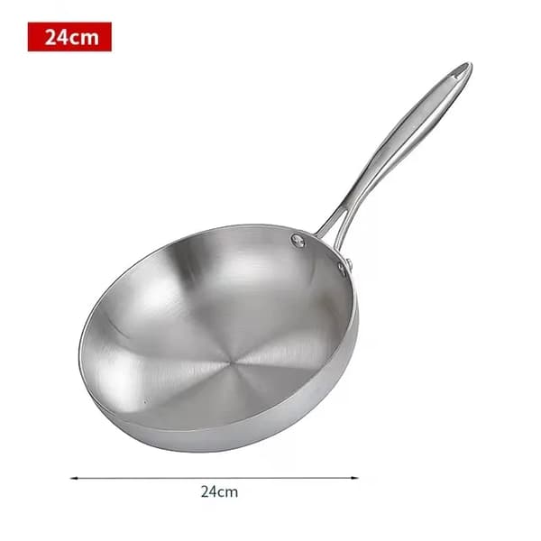 Rostfritt Stål Stekpanna, Jämn Värmefördelning, Universell Kompatibilitet,Stekpanna, 24 cm