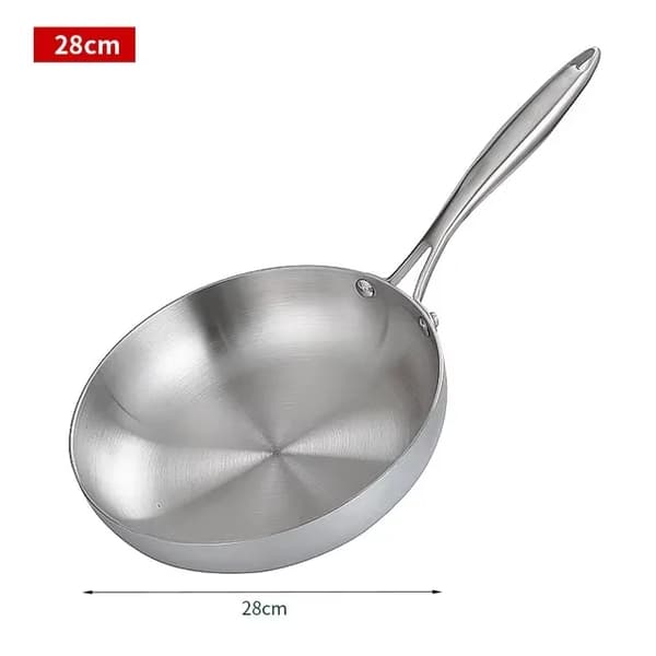 Rostfritt Stål Stekpanna, Jämn Värmefördelning, Universell Kompatibilitet,Stekpanna, 28 cm