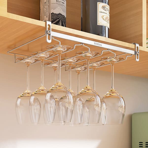 Glassholder i rustfritt stål for hyllemontering - 3 rader