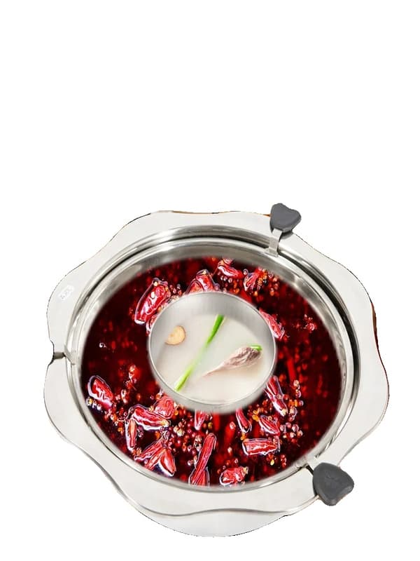 Rostfritt Stål Roterande Hot Pot, Dubbellagers Avtagbar Design, Idealisk för 2-4 Personer,Silverfärgad