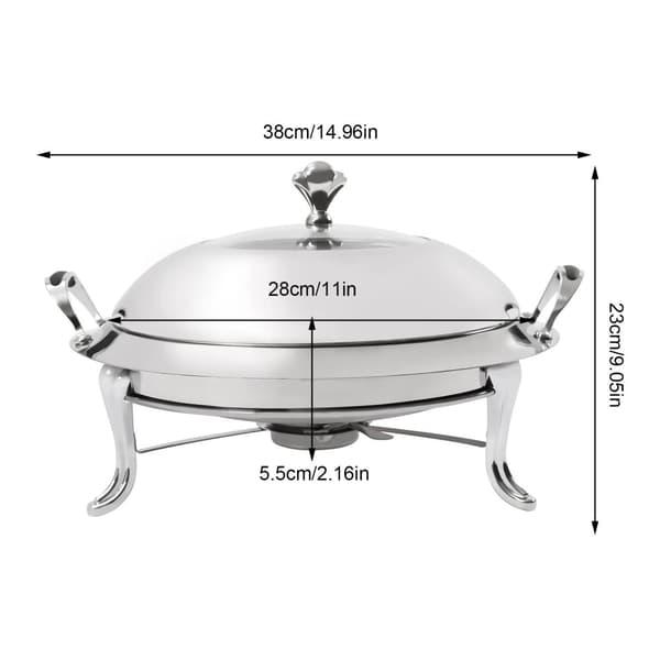 28CM Buffé Chafing Dish, Justerbar Eldkontroll, Lätt att Rengöra,Silver