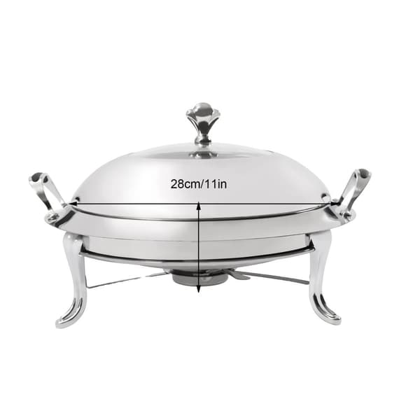 28CM Buffé Chafing Dish, Justerbar Eldkontroll, Lätt att Rengöra,Silver