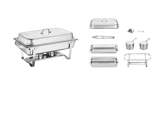 Chafing Dish Sæt, 8QT Kapacitet, Brændstofopvarmningsmetode,4stk