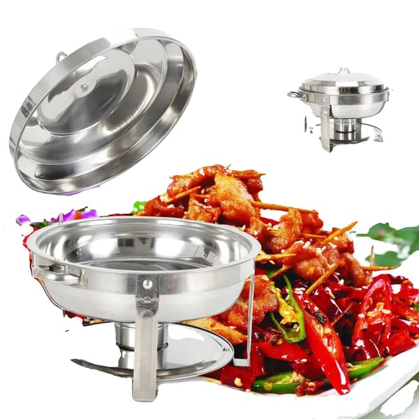 Rustfrit Stål Chafing Dish, 7,5L Kapacitet, Støvbeskyttende Låg, Forstærkede Håndtag