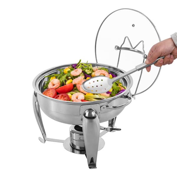 Chafing Dish, Holdbar Rustfrit Stålramme, Glas Kogepander, Stabil Opvarmningsløsning