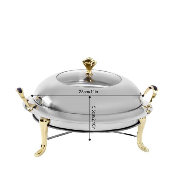 28CM Buffet Chafing Dish, Justerbar Brandkontrol, Nem at Rengøre,Guld