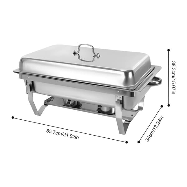 Rustfrit Stål Chafing Dish, 9L Kapacitet, Elegant Design, Fuld Serveringssæt