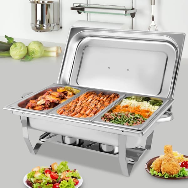 Rustfrit Stål Chafing Dish, 9L Kapacitet, Elegant Design, Fuld Serveringssæt