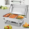 Miniatyrbillede 4 af 4: Rustfrit Stål Chafing Dish, 9L Kapacitet, Elegant Design, Fuld Serveringssæt