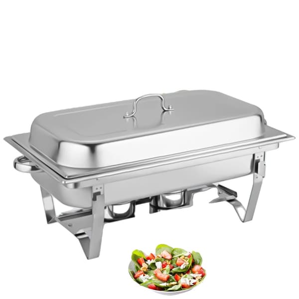 Rustfrit Stål Chafing Dish, 9L Kapacitet, Elegant Design, Fuld Serveringssæt