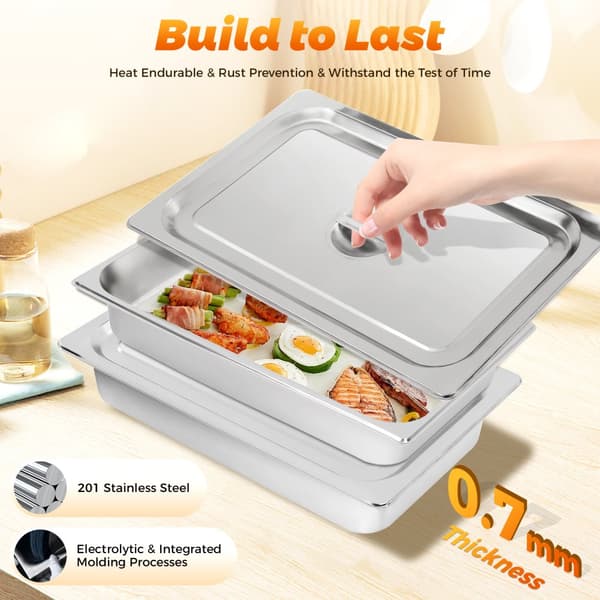 Rostfritt Stål Bordspannor, 2,38 gallon kapacitet, Set om 4, Rostbeständiga