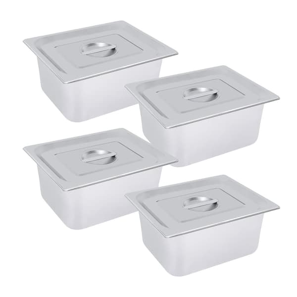 Rostfria Stålmatpannor, 6" Djupa, 4 Pack, Varje med 7L Kapacitet,Silver