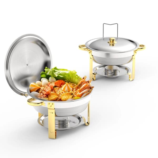 Chafing Dish Buffet Sæt, 5QT-9QT Kapacitet, Rustfrit Stål Materiale,Sølv 5QT 2stk