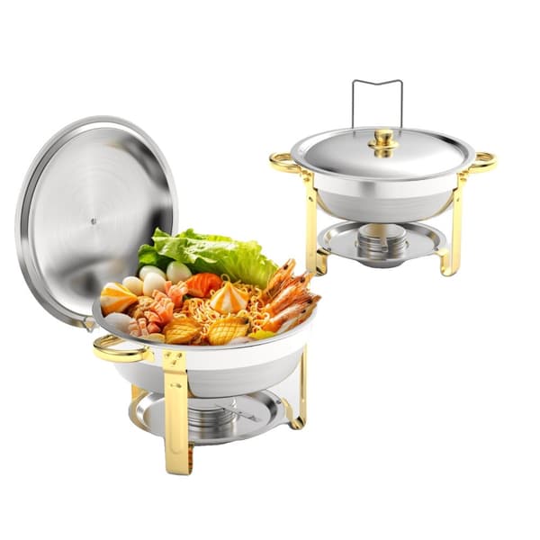 Chafing Dish Buffet Sæt, 5QT-9QT Kapacitet, Rustfrit Stål Materiale,Sølv 5QT 2stk
