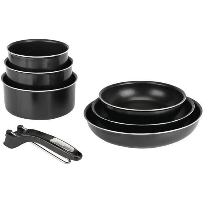 SITRAM Ställ in 3 krukor + 3 stekpannor + 1 borttagbara svarta tång