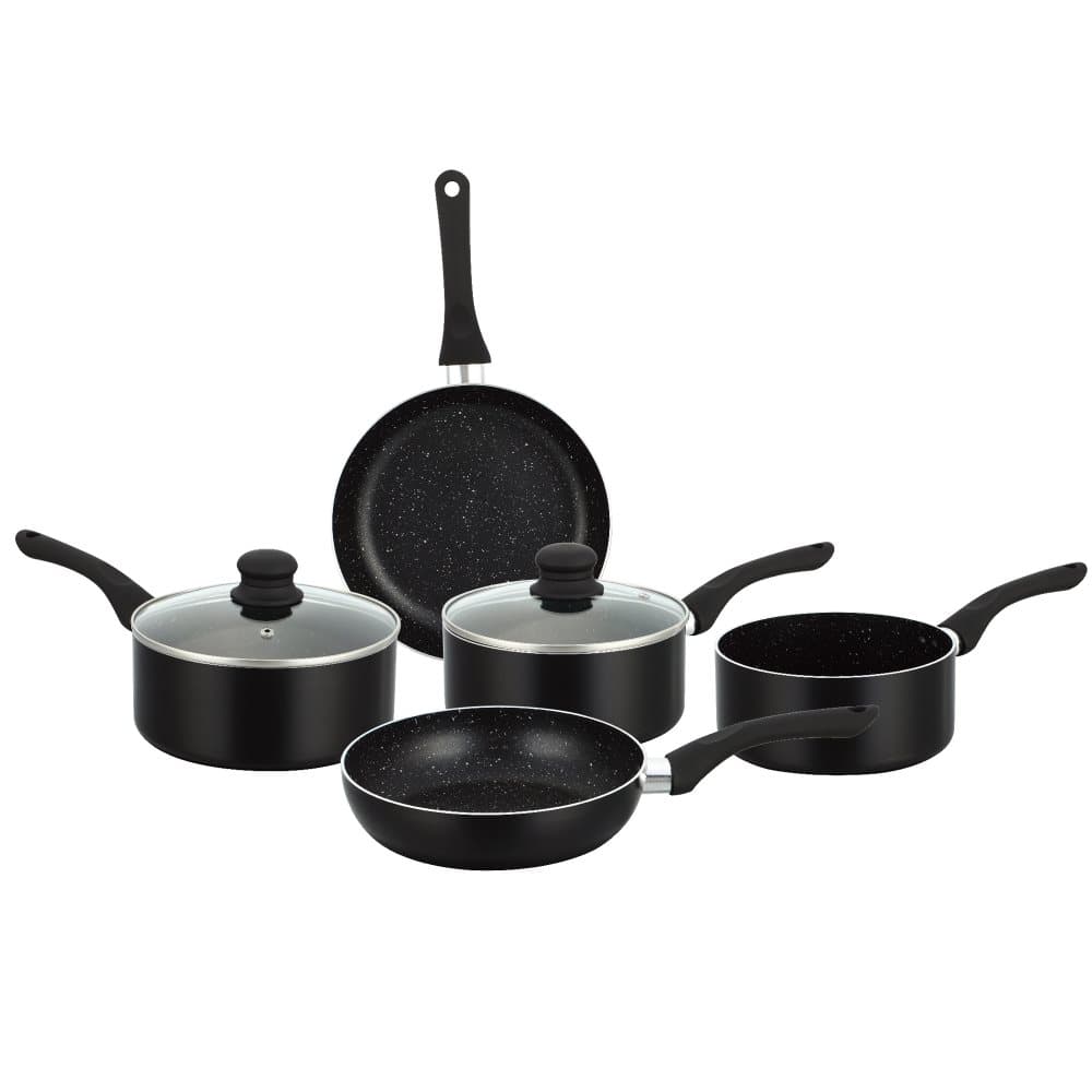 7 st stenbelagda non-stick Kastrullset Induktion svart