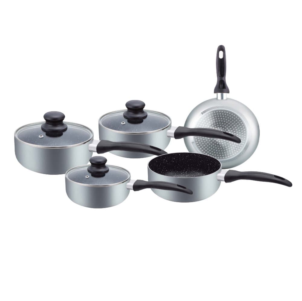 8 delar Marmor Kastrullset Induktion - Silver