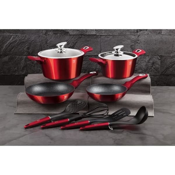 Induktionskokare set 10 delar aluminium non-stick PFOA gratis Berlinger Haus Burgundy Red 55452