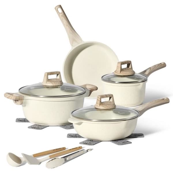 JUST PERFECTO Induktionskokkärl - set kastruller med glaslock - kastrull med helt eld - non-stick stekpanna