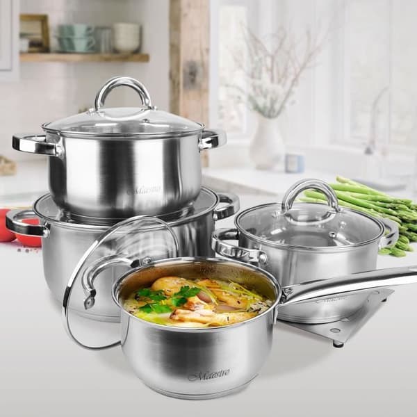 Köksset Induktion Rostfritt Stål. 9 st, Lock + Underlägg Maestro MR-2021 Plata 54623