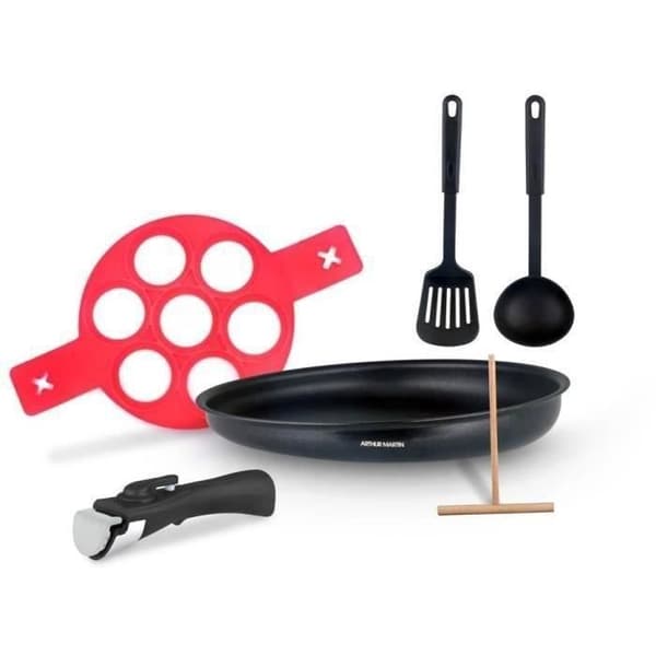 Crepe maker - Arthur Martin AM5563 6 delar - 28 cm - Aluminium - Avtagbart handtag - Alla värmekällor inklusive induktion