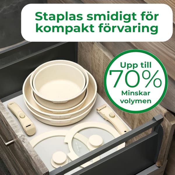 JUST PERFECTO 11-delad induktionsköksset - Set med grytor och stekpannor - Alla värmekällor inklusive induktion - Avtagbart handtag