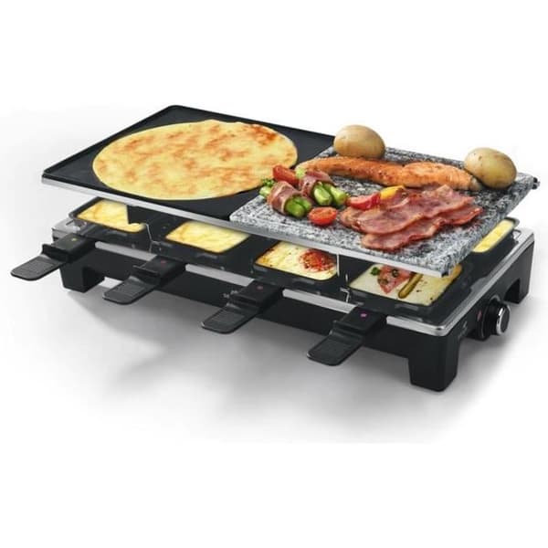 SENYA 4in1 Raclette Maker - Crêpe Maker - Grill - Matlagningssten - 8 personer - 1500W - Ost &amp; Sten