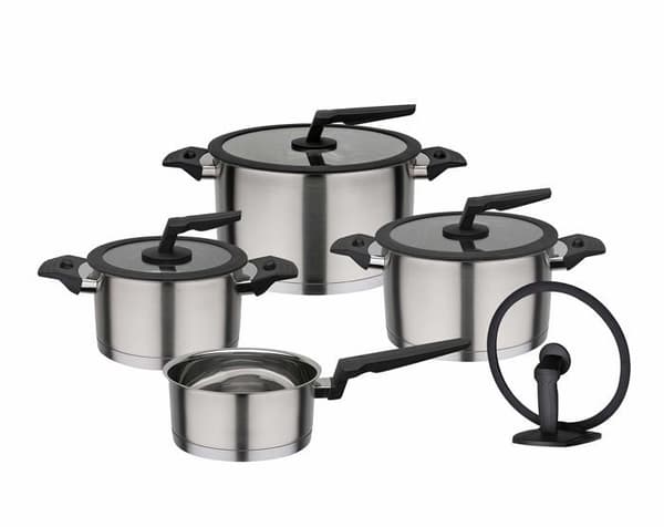 Gsw kokkärl - 706155 - Apart Set med 9 kastruller i 18/8 rostfritt stål i glas och plast Argente