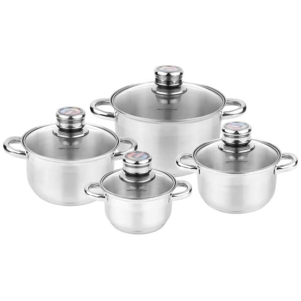 Köksgryta Induktion Rostfritt Stål 4 delar 4 Lock Härdat Glas Florina Pablo 23939