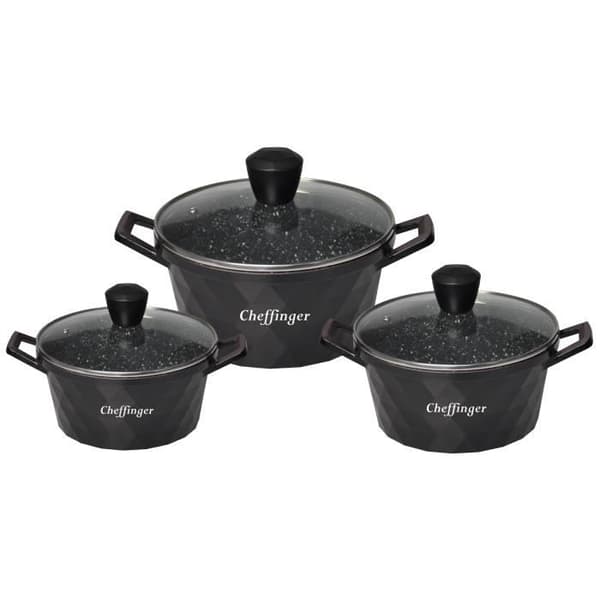 Cheffinger - Diamant 6-delad kokkärl set - Svart