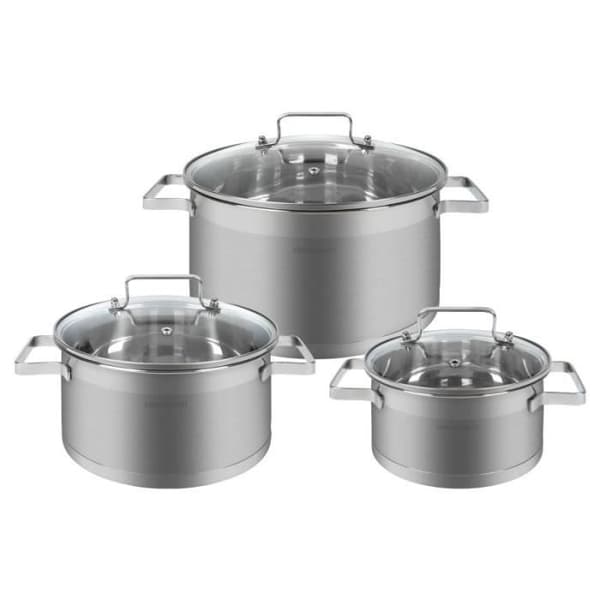 Stockpot - Classbach - 6-delad kokkärl i rostfritt stål - Non-stick - Alla värmekällor inklusive induktion - Grå