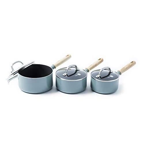 GreenPan, Aluminium tätt trä, Grågrön, 3 st - Kastrullset CC001595-001