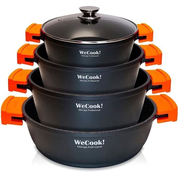 Induktionsköksset 8 delar i non-stick aluminium utan PFOA Wecook WCOK-CHEF4B Negro 53448
