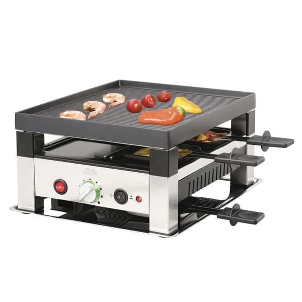 5 i 1 bordsgrill - SOLIS - Raclette, Grill, Wok, Crepes och Pizza - Non-stick beläggning