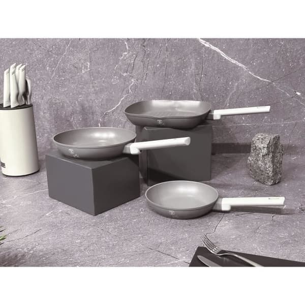 Berlinger Haus BH/7076 Aspen Collection Set med 3 stekpannor i grått med grillpanna