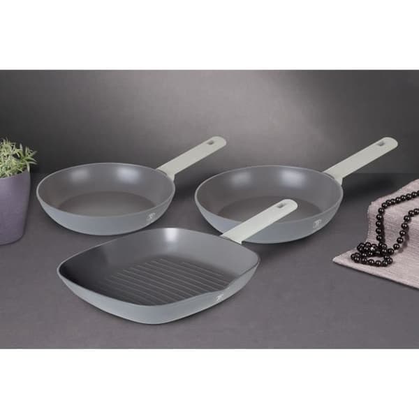 Berlinger Haus BH/7076 Aspen Collection Set med 3 stekpannor i grått med grillpanna