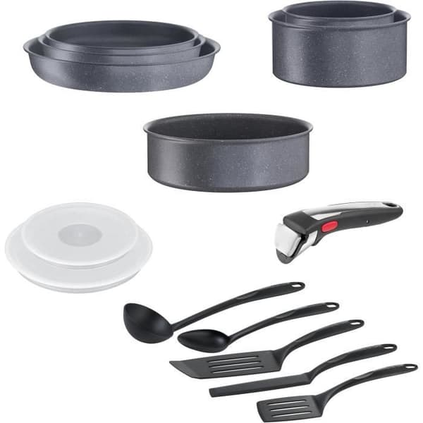 Tefal Ingenio kökstillbehör 14 st, Induktion, Non-stick beläggning, Stapelbar, Diskmaskinssäker, Stekpannor och kastruller,