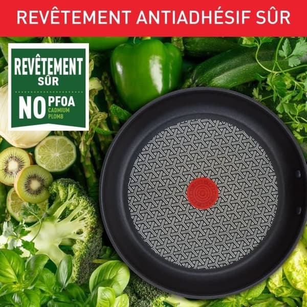 Tefal Duetto Set av 3 stekpannor 20/24/28 cm, Induktion, Rostfritt stål, Non-stick beläggning, Thermo-Spot, Hälsofrämjande matlagning, Perfekt bryning